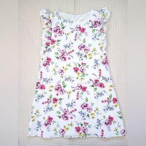 Pippa & Julie Girls White Floral Dress with Pink, Yellow & Purple Flowers